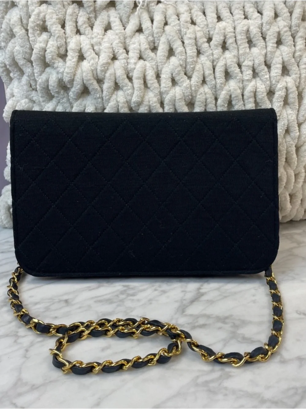 Chanel 24k Gold Quilted Jersey CC Flap Bag